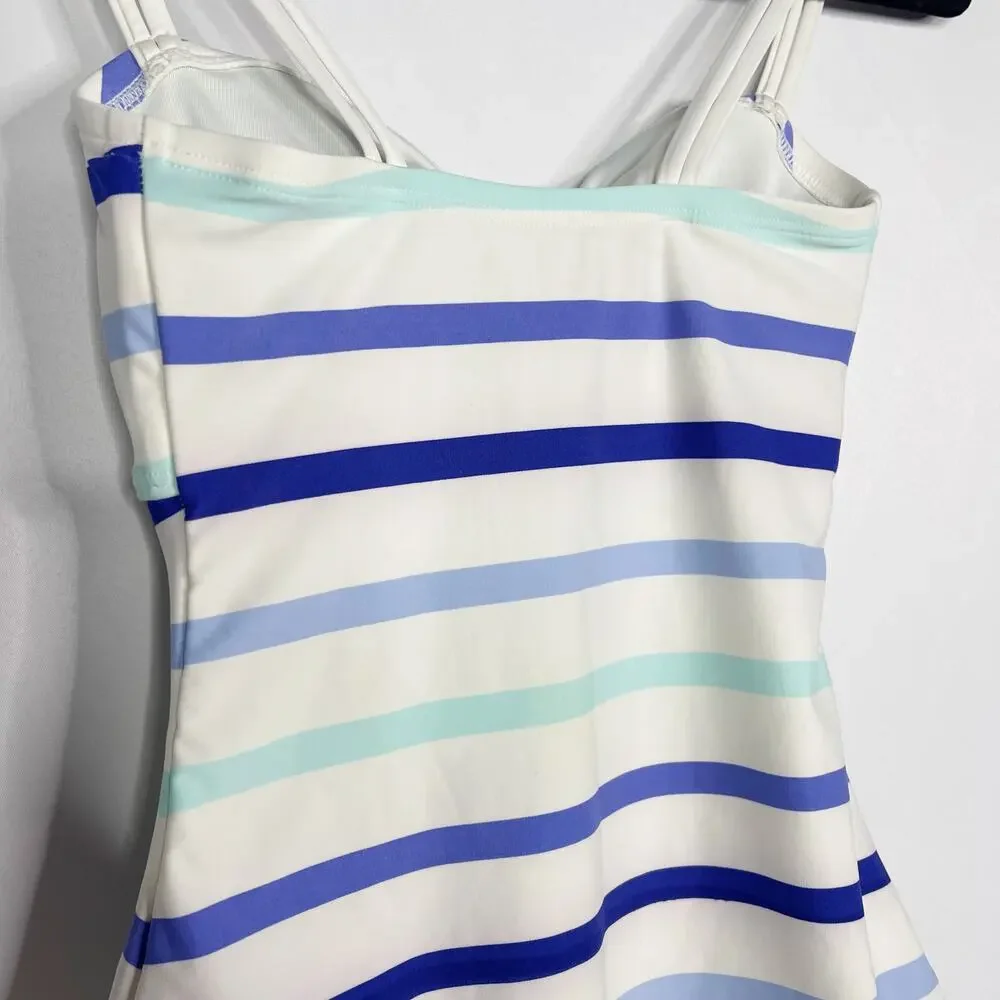 Kate Spade XSmall Blue White Striped Provincetown Cut Out One Piece Swimsuit XS
